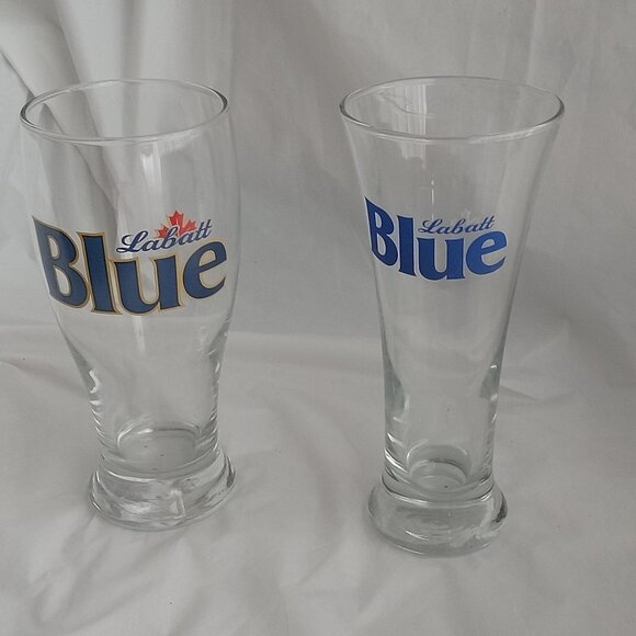 Vintage Blue Labatt Light Beer Glasses Total of 2 - Picture 1 of 2